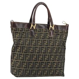 FENDI Zucca Canvas Handtasche Schwarz Braun Auth 148627 - Fendi