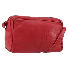 LOEWE Borsa a Spalla Anagram Pelle Rossa Oro Auth 154507