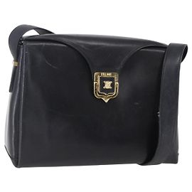 Céline Borsa a Spalla CELINE in Pelle Nera Oro Auth 153884
