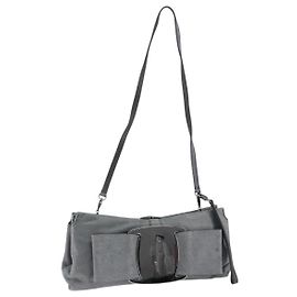 Borsa a Spalla Vala in Camoscio Grigio Argento Salvatore Ferragamo Auth 149149