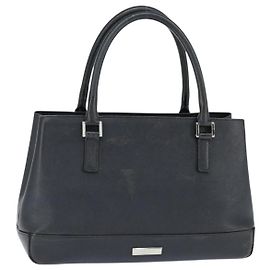 Borsa a mano in pelle nera e argento di BURBERRY Auth bs30441