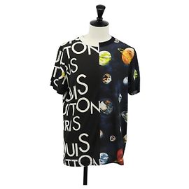 Louis Vuitton Kurzarm-T-Shirt aus Baumwolle schwarz LV Auth 129780M