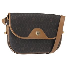 Borsa a spalla in tela a nido d'ape PVC nera e oro Auth BA7309 Christian Dior