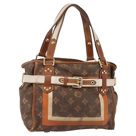 LOUIS VUITTON Borsa a mano Monogram Tise Rayure PM Marrone M56386 LV Auth 149085