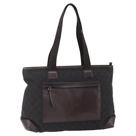 Borsa Tote GG Canvas Gucci Marrone Argento 34339 Auth 149975