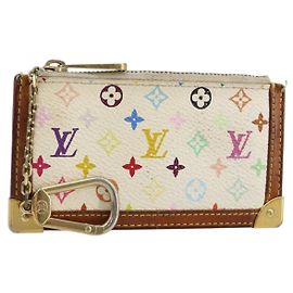 LOUIS VUITTON Pochette Cles Monedero Multicolor Blanco M92655 LV Auth 145061