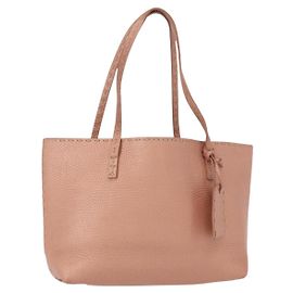 FENDI Selleria Mini Tote Tasche aus Leder Beige Silber Auth am9906