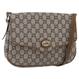 GUCCI GG Plus Supreme Schultertasche PVC Beige Gold Auth ep11969