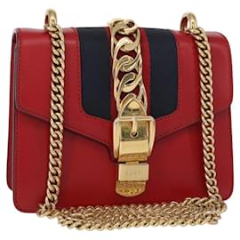 GUCCI Borsa a Spalla Sylvie Sherry Line in Pelle Rossa e Oro 431666 Auth ar13813