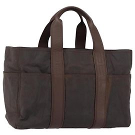 Hermès HERMES Akapu Luco MM Borsa a Mano Nylon Marrone Scuro Auth ar13784