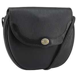 Borsa a spalla in tela a nido d'ape PVC nera e oro Auth BA8205 Christian Dior
