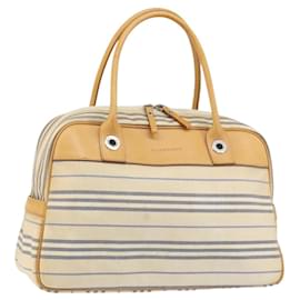 Borsa a mano BURBERRY in tela e pelle bianca e argento Auth bs30764