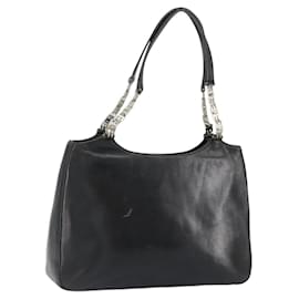 BALLY Borsa a mano in pelle nera argento Auth 152095 - Bally