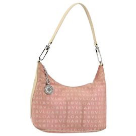 Bulgari Sac à épaule BVLGARI Logo Mania en toile rose argent authentique 151875
