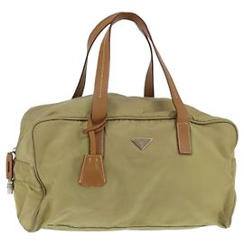 Borsa Boston PRADA in nylon beige argento autentica bs30240