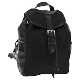 Zaino PRADA in nylon e pelle nera argento autentico 150778