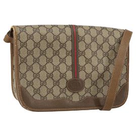 Bolsa de Ombro Gucci GG Supreme Web Sherry Line PVC Bege 001 066 0551 Auth 149475