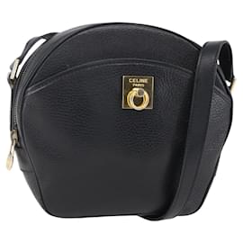 Céline CELINE Schultertasche aus Leder Schwarz Gold Auth 152953