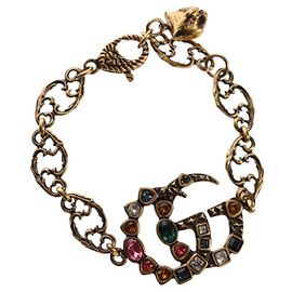 Gucci Pulsera GG Marmont de metal dorado Auth 153328M