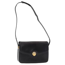 Borsa a Spalla in Pelle Nera e Oro Auth BA8195 di GUCCI