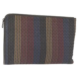 Autre Marque Borsa clutch in pelle grigia INTRECCIATO di BOTTEGA VENETA Auth 155090