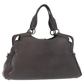 Cartier Borsa a mano in pelle nera Auth 151775