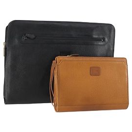 Autre Marque Borsa a mano in pelle Burberrys 2 pezzi Nero Marrone Auth bs31198