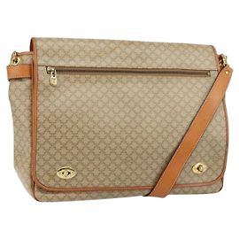 Céline CELINE Macadam Canvas Shoulder Bag PVC Beige Gold Auth 144918
