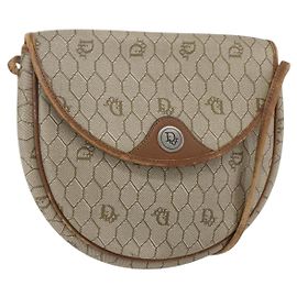 Borsa a Spalla in Tela Honeycomb PVC Beige Oro Auth BA7507 Christian Dior