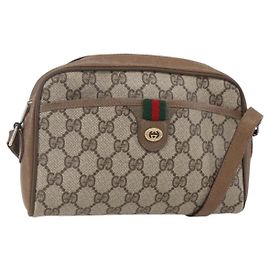 Borsa Gucci GG Supreme Web Sherry Line in PVC beige e oro 116 02 089 Auth BA7464