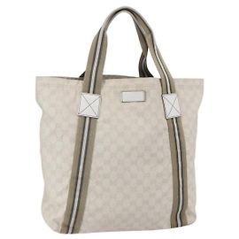 Borsa Tote GG in Canvas Gucci Bianco Beige 189669 Auth yk19750
