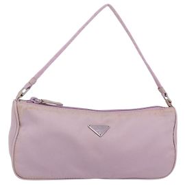 Prada Accessoire Tasche Nylon Rosa Silber Auth ki6145