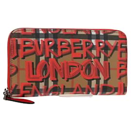 Cartera Larga de PVC Beige Graffiti Nova Check BURBERRY Auth 143015M - Burberry