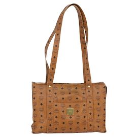 Borsa tote MCM Logogram Vicetos in pelle PVC marrone e oro Auth BA6608