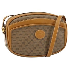 Borsa a Spalla Micro GG Canvas Gucci in Pelle PVC Beige Auth ki6001