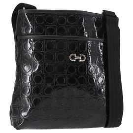 Borsa a Spalla Gancini Smalto Nero Auth BA6810 di Salvatore Ferragamo