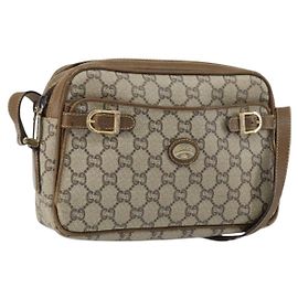 GUCCI GG Plus Supreme Schultertasche PVC Beige Gold Auth ep11624