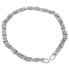 LOUIS VUITTON Chain Shoulder Strap metal 25.6"" Silver LV Auth 150641