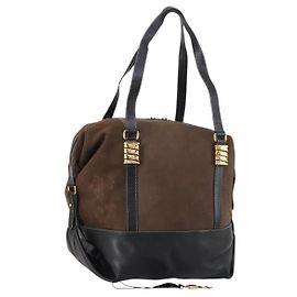 LOEWE Velazquez Boston Bag Pelle Marrone Oro Auth 146927