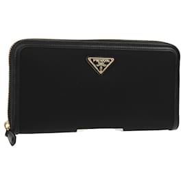 PRADA Langer Geldbeutel Leder Nylon Schwarz Gold 1ML506 Auth am10026V - Prada
