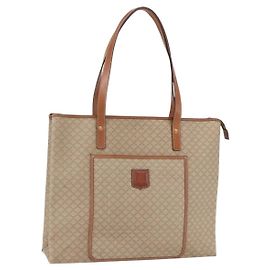 Céline CELINE Macadam Canvas Tote Bag PVC Beige Auth 157142