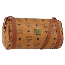 Borsa a Spalla MCM Logogram Vicetos in Pelle PVC Marrone Oro Auth BA8198