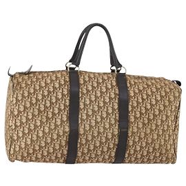 Borsa Boston in tela Trotter Christian Dior Beige Oro Auth 153500