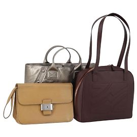 Salvatore Ferragamo Shoulder Bag Leather 3 Set Bordeaux Silver beige Auth am9685