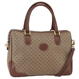 Gucci Borsa Boston Micro GG Supreme PVC 2 vie Beige Oro 002 122 0033 Auth 156846