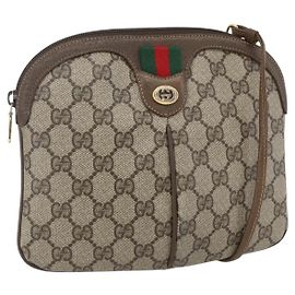 Borsa Sherry Line GG Supreme Web di GUCCI in PVC beige e oro 904 02 047 Auth 157639