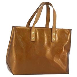 LOUIS VUITTON Monogram Vernis Reade PM Bolsa de Mão Bronze M91146 LV Auth BA8597