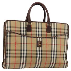 Autre Marque Borsa da lavoro Burberrys Nova Check in tela beige oro Auth 149757
