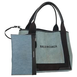 BALENCIAGA Sac à main Cabas S en PVC cuir bleu argent 339933 Auth 149725
