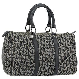 Borsa Boston Mini in Tela Trotter Christian Dior Nera Argento Auth 152631